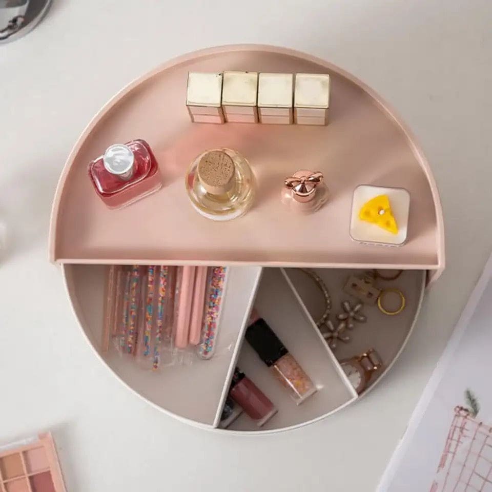 Creative Semicircle Storage Box, 3 Layer Travel Jewelry Box, Multi Layer Countertop Makeup Organizer, Multifunctional Half Circular Dressing Beauty Box, Student Stationery Cosmetic Storage Organizer Creative Semicircle Storage Box, 3 Layer Travel Jewelry Box, Multi Layer Countertop Makeup Organizer, Multifunctional Half Circular Dressing Beauty Box, Student Stationery Cosmetic Storage Organizer